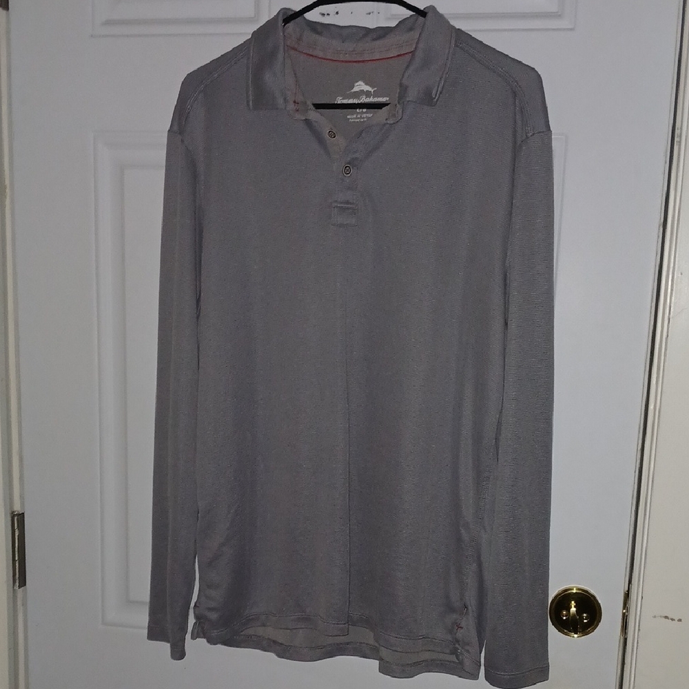 Tommy Bahama Men's Charcoal Long Sleeve Polo